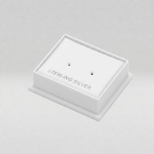 Clear Lid Earring Display Boxes "Sterling Silver" Embossed Pad 41 x 35 x 21 mm
