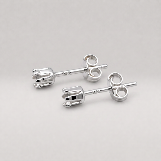 925 Sterling Silver 4/6mm Claw Studs With Stud Scrolls