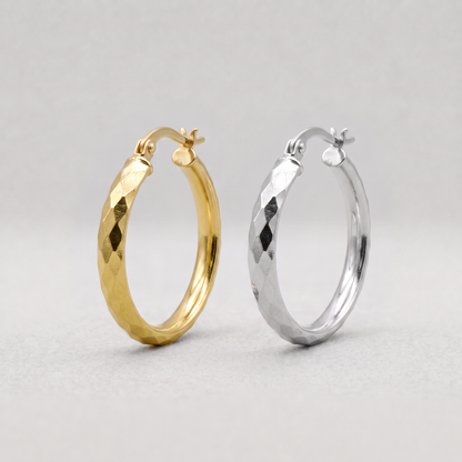 Diamond Cut Creole Hoop Earrings 25mm