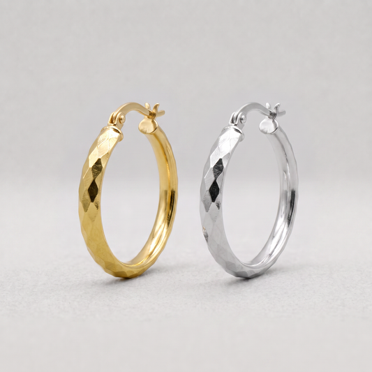 Diamond Cut Creole Hoop Earrings 25mm