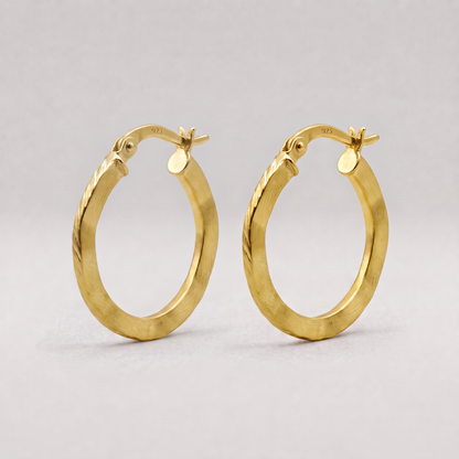 Vintage Effect Wavy Creole Hoop Earrings 21mm