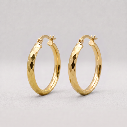 Diamond Cut Creole Hoop Earrings 25mm