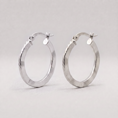 Vintage Effect Wavy Creole Hoop Earrings 21mm