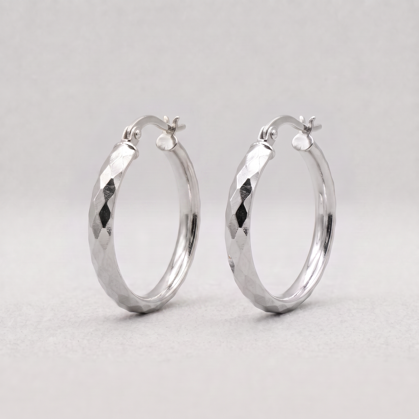 Diamond Cut Creole Hoop Earrings 25mm