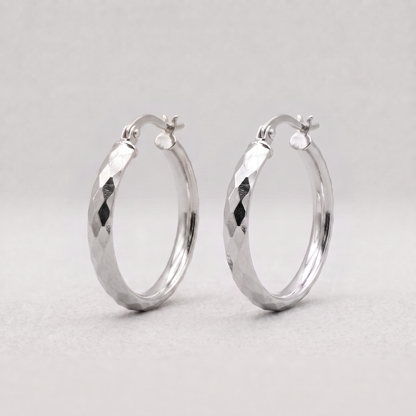 Diamond Cut Creole Hoop Earrings 25mm