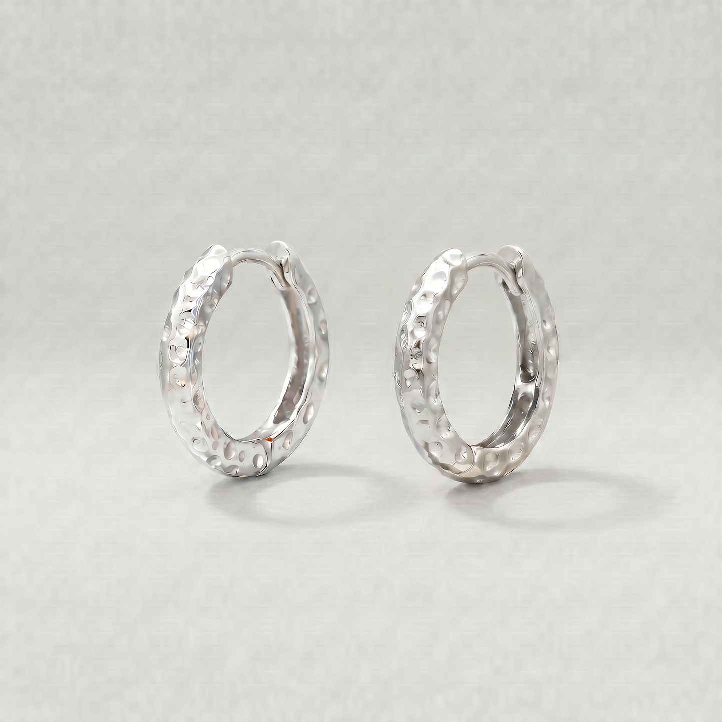 12mm Hammered Huggie Earrings