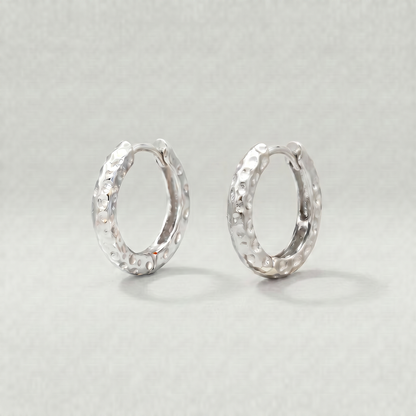 12mm Hammered Huggie Earrings