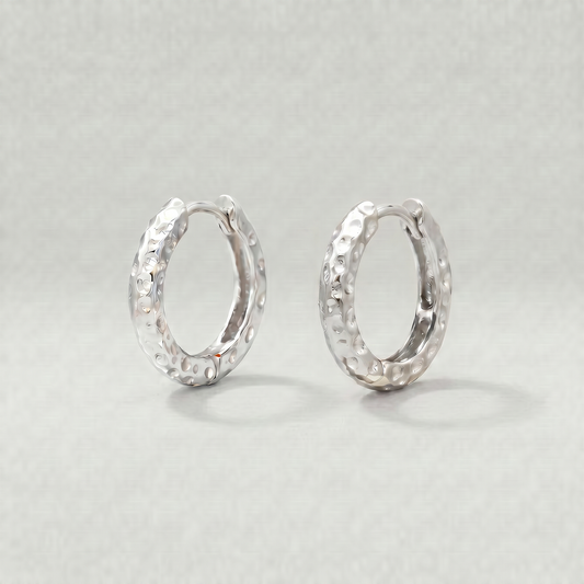 12mm Hammered Huggie Earrings