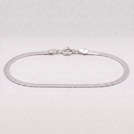 925 Sterling Silver 3mm Herringbone Bracelet
