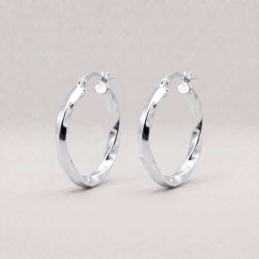 925 Sterling Silver Twisted Hoop Earrings