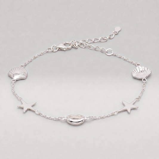 925 Sterling Silver Beach Charm Bracelet