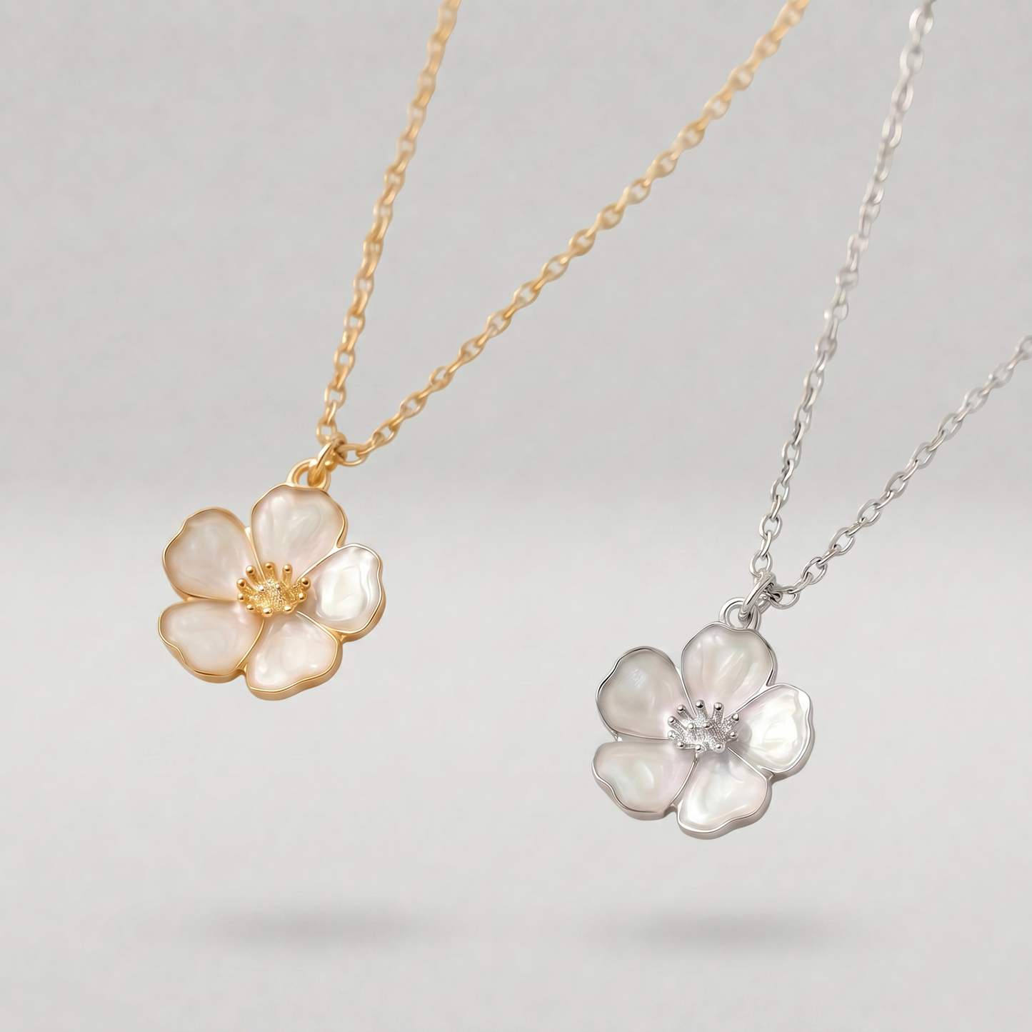 Enamel Sakura Flower Necklace