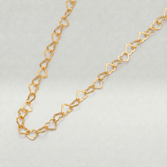Gold Plated Sterling Silver 3.4mm Heart Chain Necklace