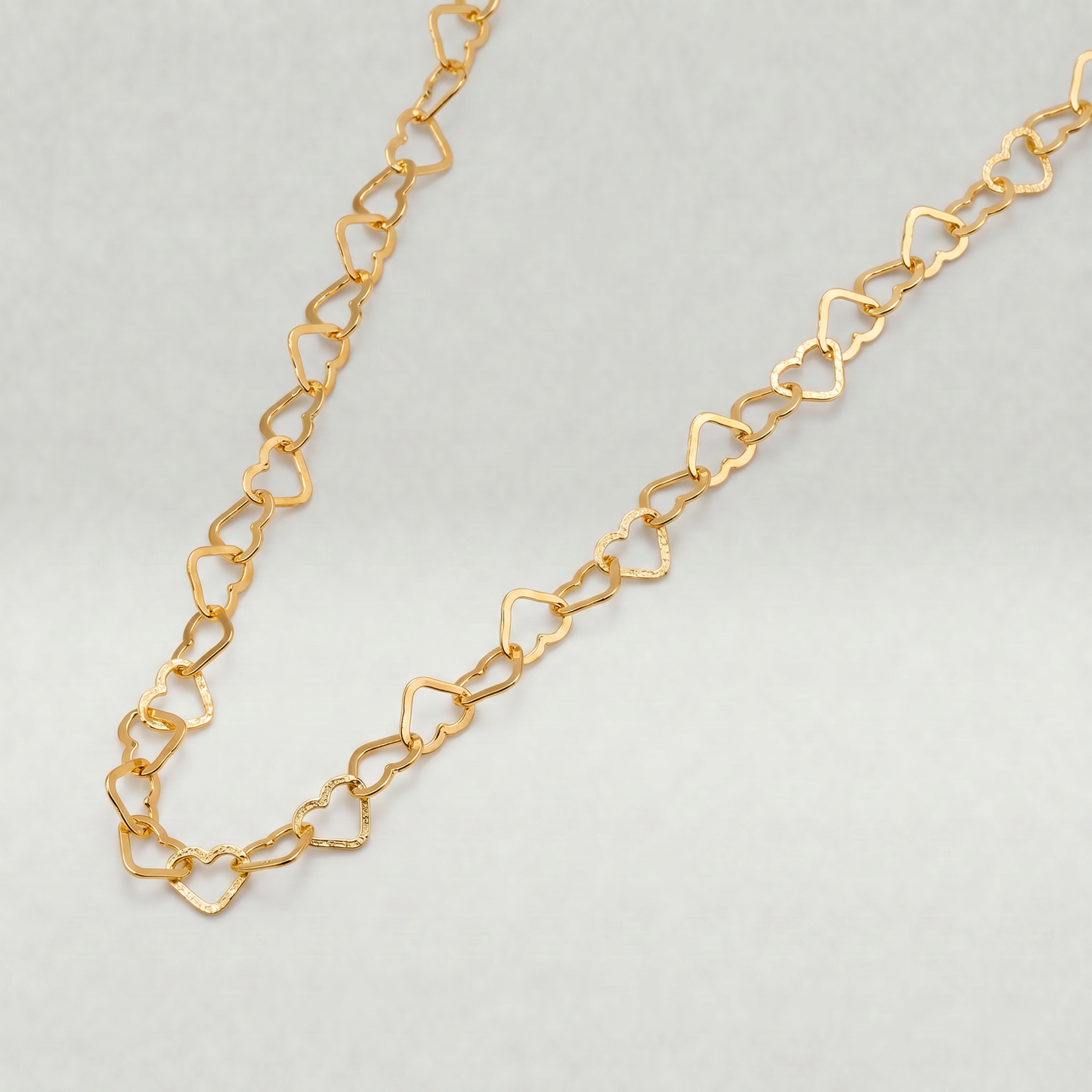 Gold Plated Sterling Silver 3.6mm Heart Chain Necklace