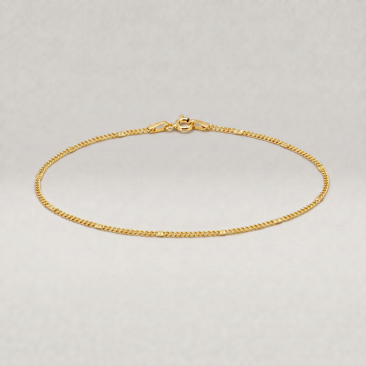 18k Gold Flash Plated Stamped Curb Chain Anklet