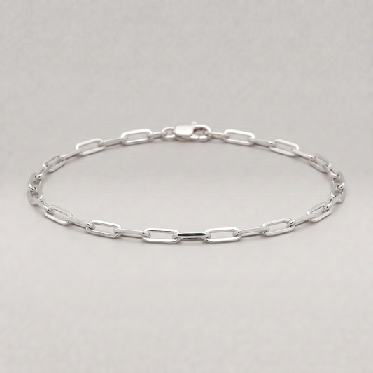 925 Sterling Silver 2.7mm Paperclip Chain Anklet
