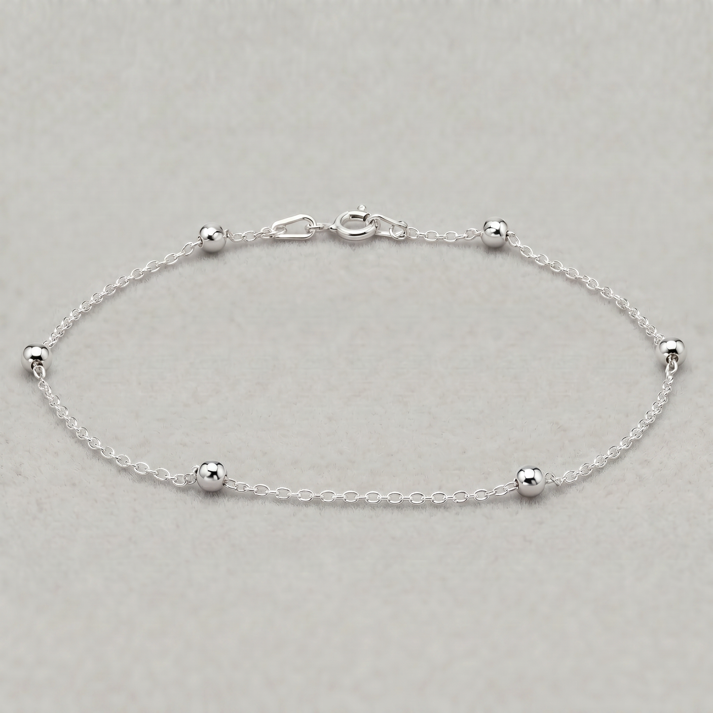 925 Sterling Silver Diamond Cut Beaded Bracelet
