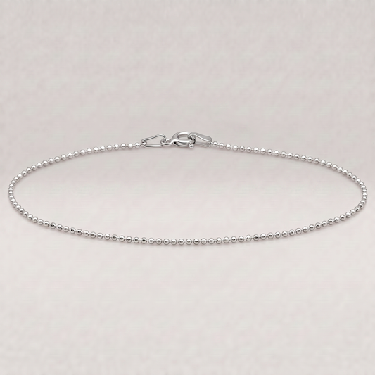 925 Sterling Silver 1.2mm Diamond Cut Ball Chain Anklet