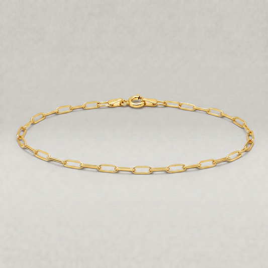 18k Gold Flash Plated Paperclip Chain Anklet