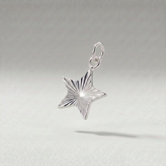 925 Sterling Silver 9mm Diamond Cut Fluted Star Pendant