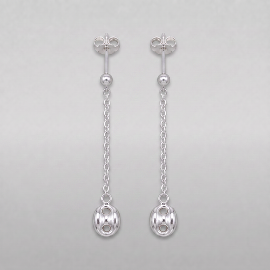 925 Sterling Silver Dropped Mariner Charm Stud Earrings (Pushback)