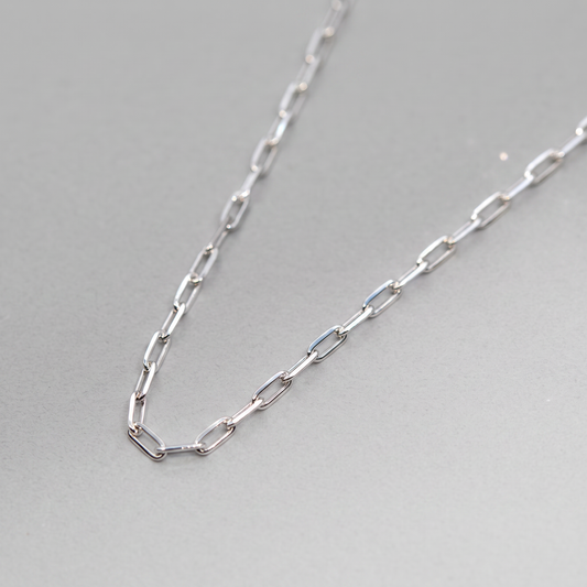 925 Sterling Silver 2.7mm Paperclip Chain Necklace