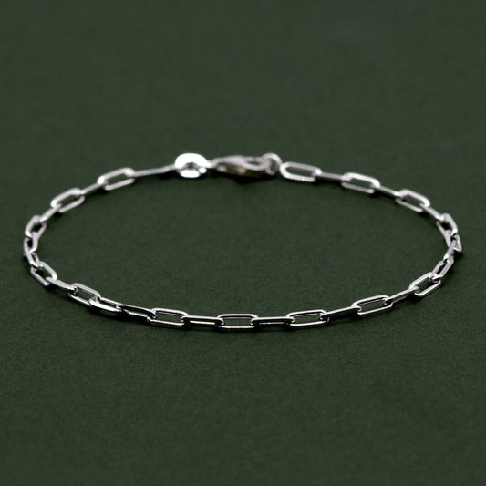 925 Sterling Silver 2.7mm Paperclip Chain Bracelet