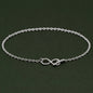 925 Sterling Silver 7.5” Infinity T Bar Bracelet on 1.9mm Rolo Chain