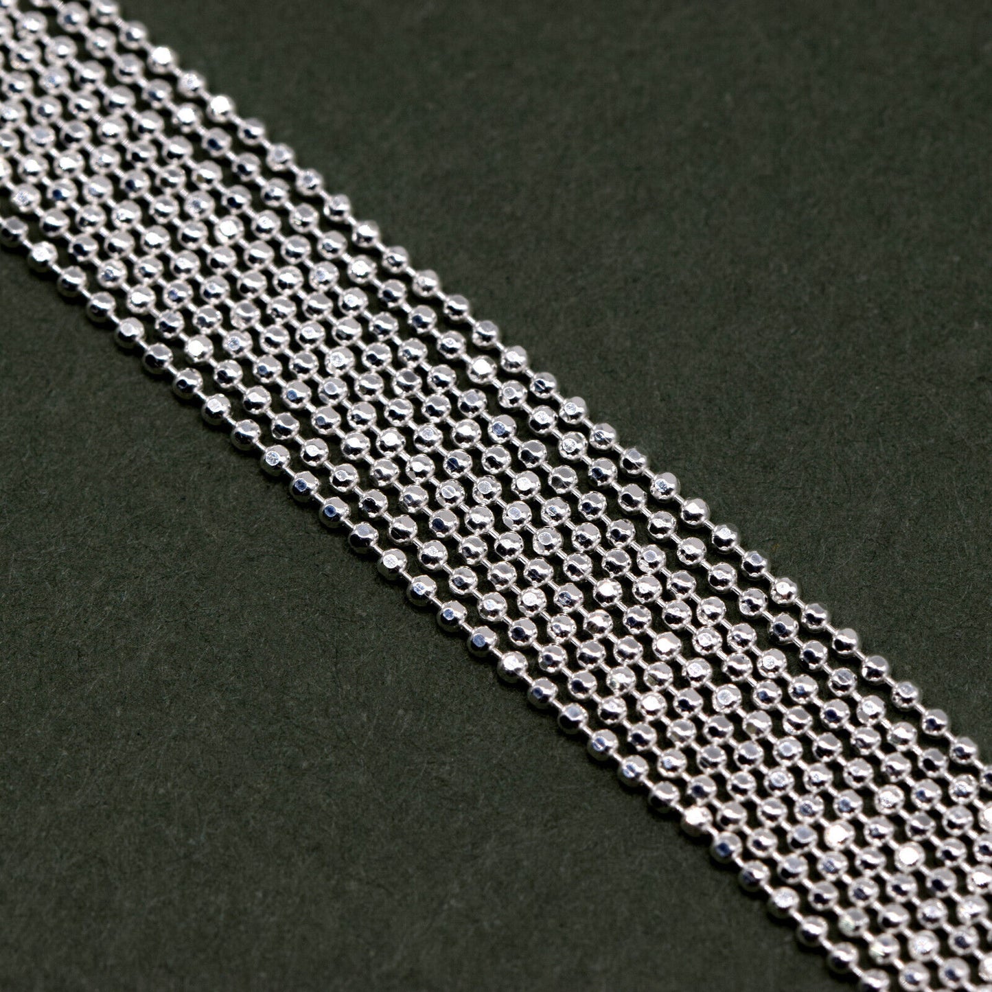 925 Sterling Silver 1.2mm Diamond Cut Ball Chain Uncut Lengths 1m+