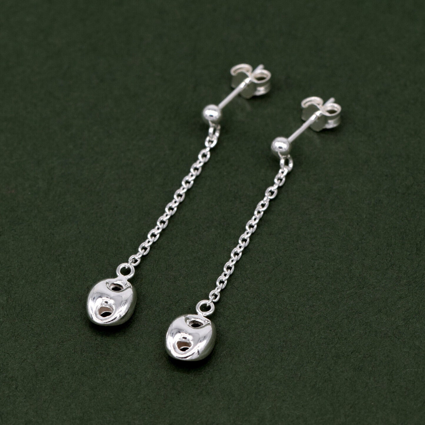 925 Sterling Silver Dropped Mariner Charm Stud Earrings (Pushback)