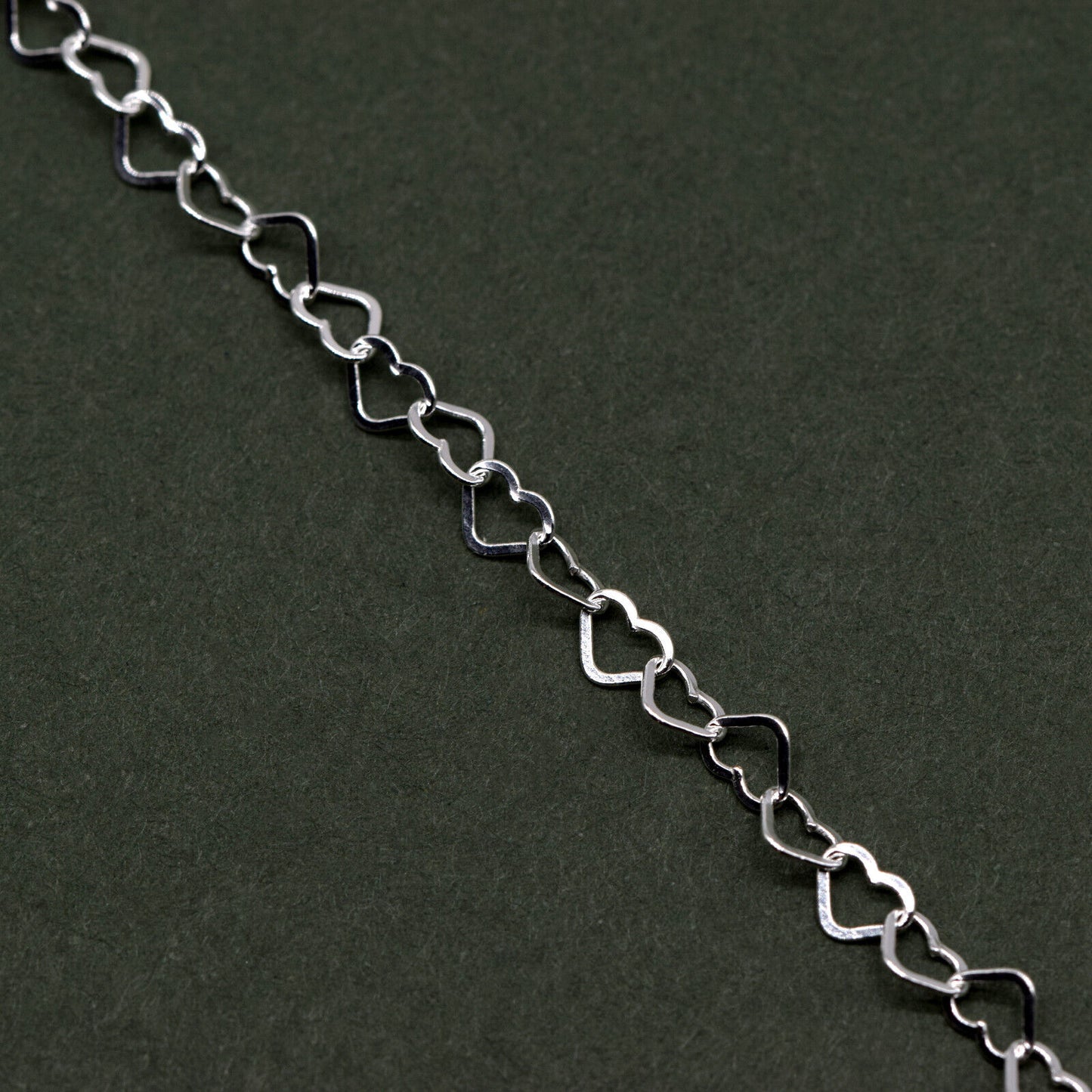 925 Sterling Silver Heart 3mm Chain Uncut Lengths 1m+