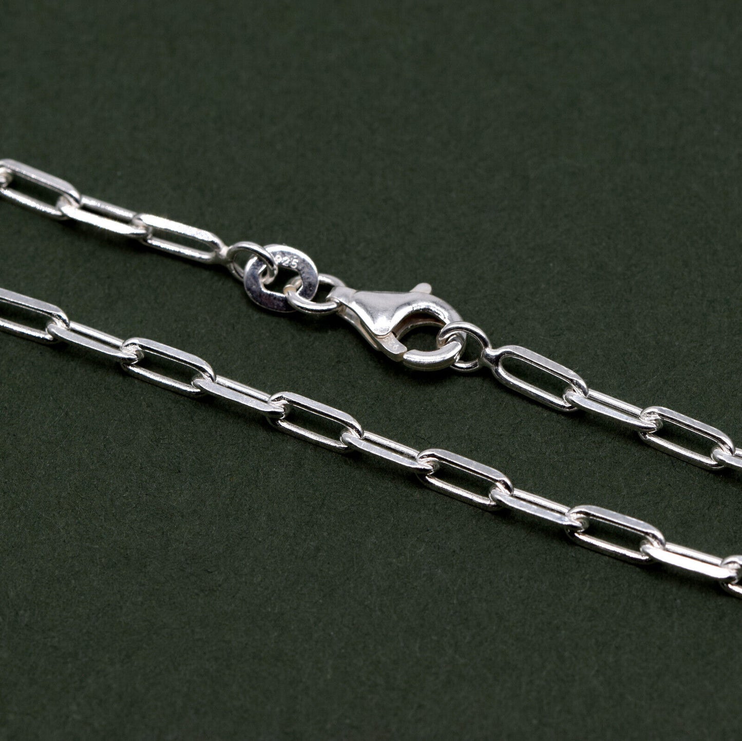 925 Sterling Silver 2.7mm Paperclip Chain Bracelet